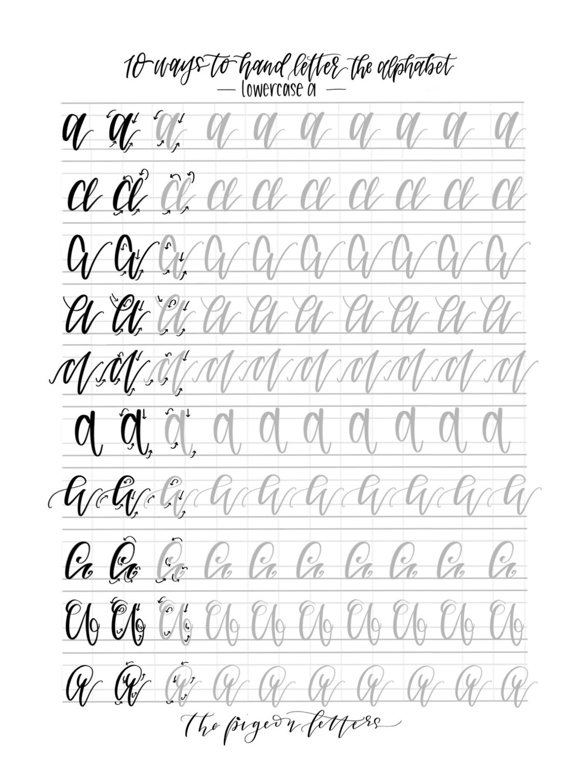 Hand Lettering Practice Sheets 10 Ways to Hand Letter the - Etsy