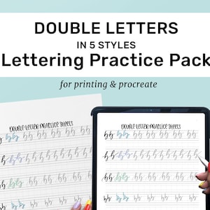 5 Styles Double Letter Practice Sheets | Hand Letter the Alphabet | Lowercase | Learn Modern Calligraphy