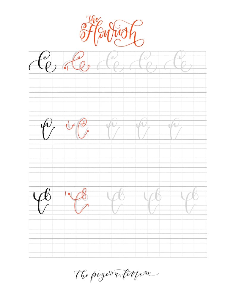 Hojas de práctica de caligrafía floreciente / 3 formas de crear letras florecientes / Caligrafía moderna / Letras con pincel imagen 6