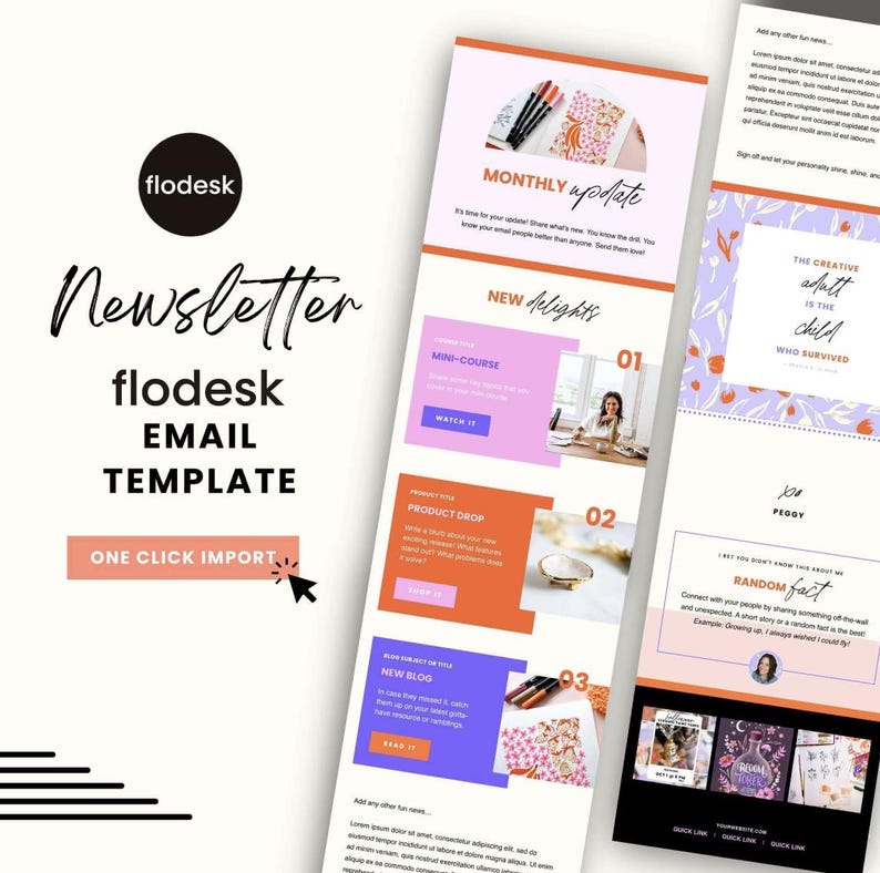 Flodesk Email Examples Colorful Flodesk Email Template for Newsletters - Candyjay - Etsy