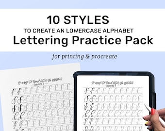 Hand Lettering Practice Sheets | 10 Ways to Hand Letter the Alphabet | Lowercase | Learn Brush Calligraphy