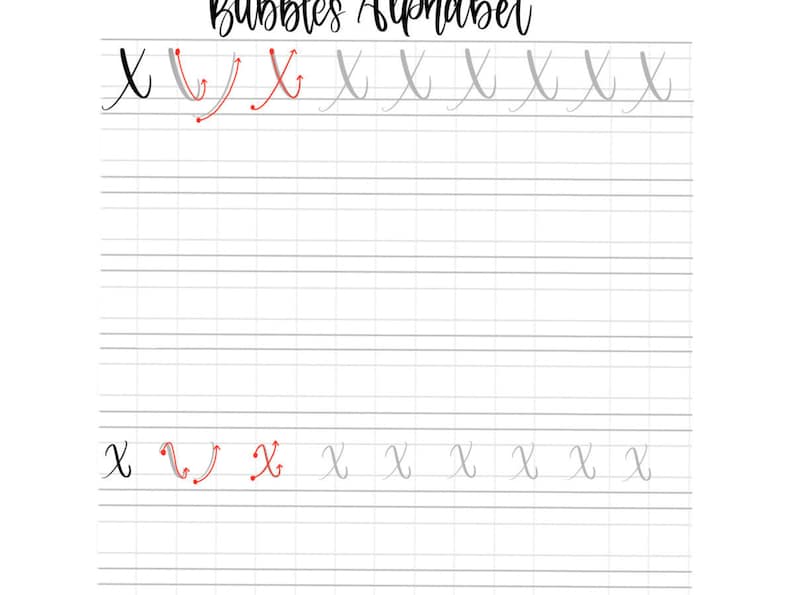 Hand Lettering Practice Sheets Modern Calligraphy Guide The Pigeon Letters Bubbles Alphabet Uppercase & Lowercase image 4