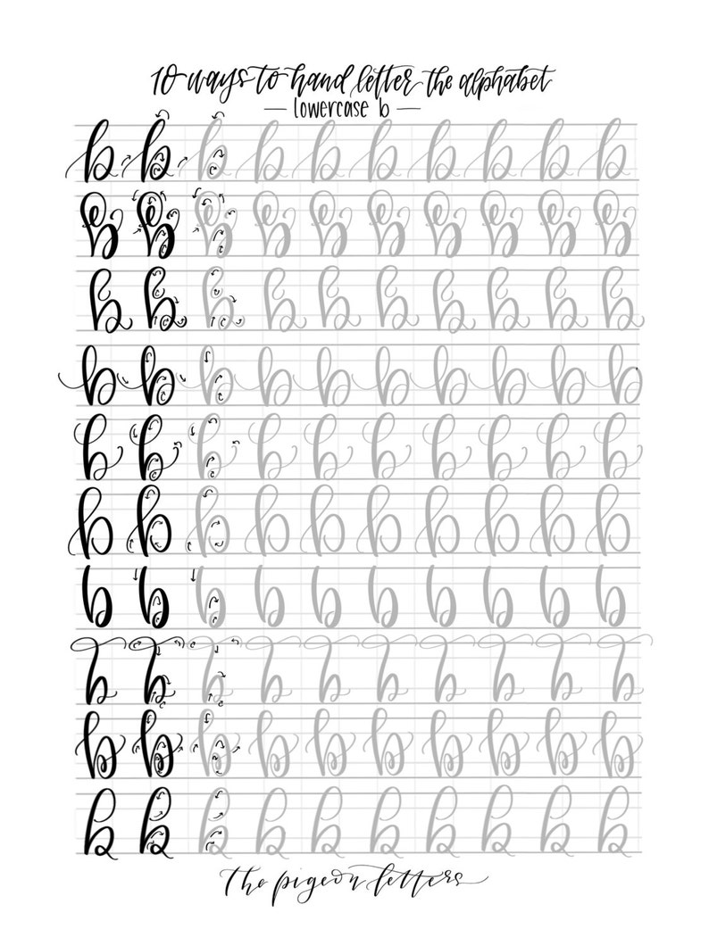 BUNDLE & Save Hand Lettering Practice Sheets 10 Ways to Hand Letter the Alphabet Uppercase Lowercase Learn Brush Calligraphy image 5