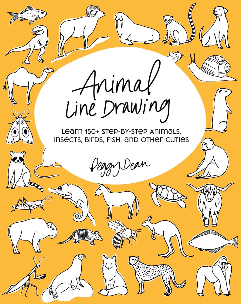 Livre broché sur le dessin au trait d'animaux: apprenez plus de 150animaux, insectes, oiseaux, poissons et autres mignonnes étape par étape image 2