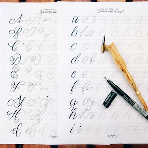 Modern Spencerian Script Lettering Practice Guide Hand - Etsy