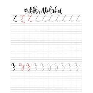 Hand Lettering Practice Sheets Modern Calligraphy Guide The Pigeon Letters Bubbles Alphabet Uppercase & Lowercase image 7