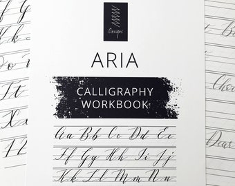 Modern Calligraphy printable Worksheet / INSTANT DOWNLOAD / ARIA workbook / Calligraphy Practice Sheets / Hand Lettering Worksheets
