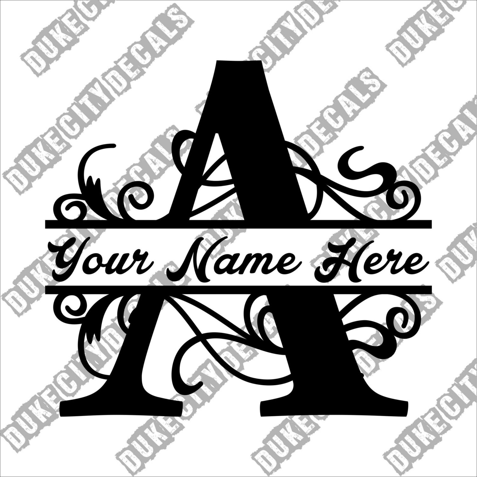 Letter A Floral Initial Monogram Family Name Vinyl Decal | Etsy