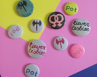 Lesbian / dyke buttons handmade