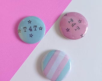 Trans pride buttons flag and T4T handmade