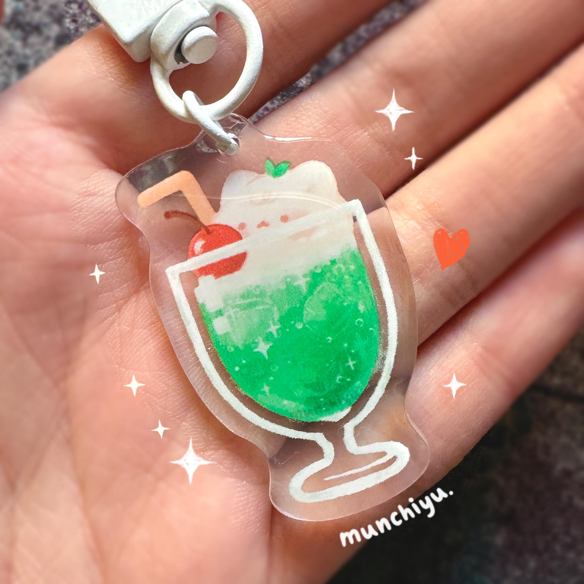 Melon Soda Cat - Cute Acrylic Epoxy Keychain - Drink Charm - Etsy