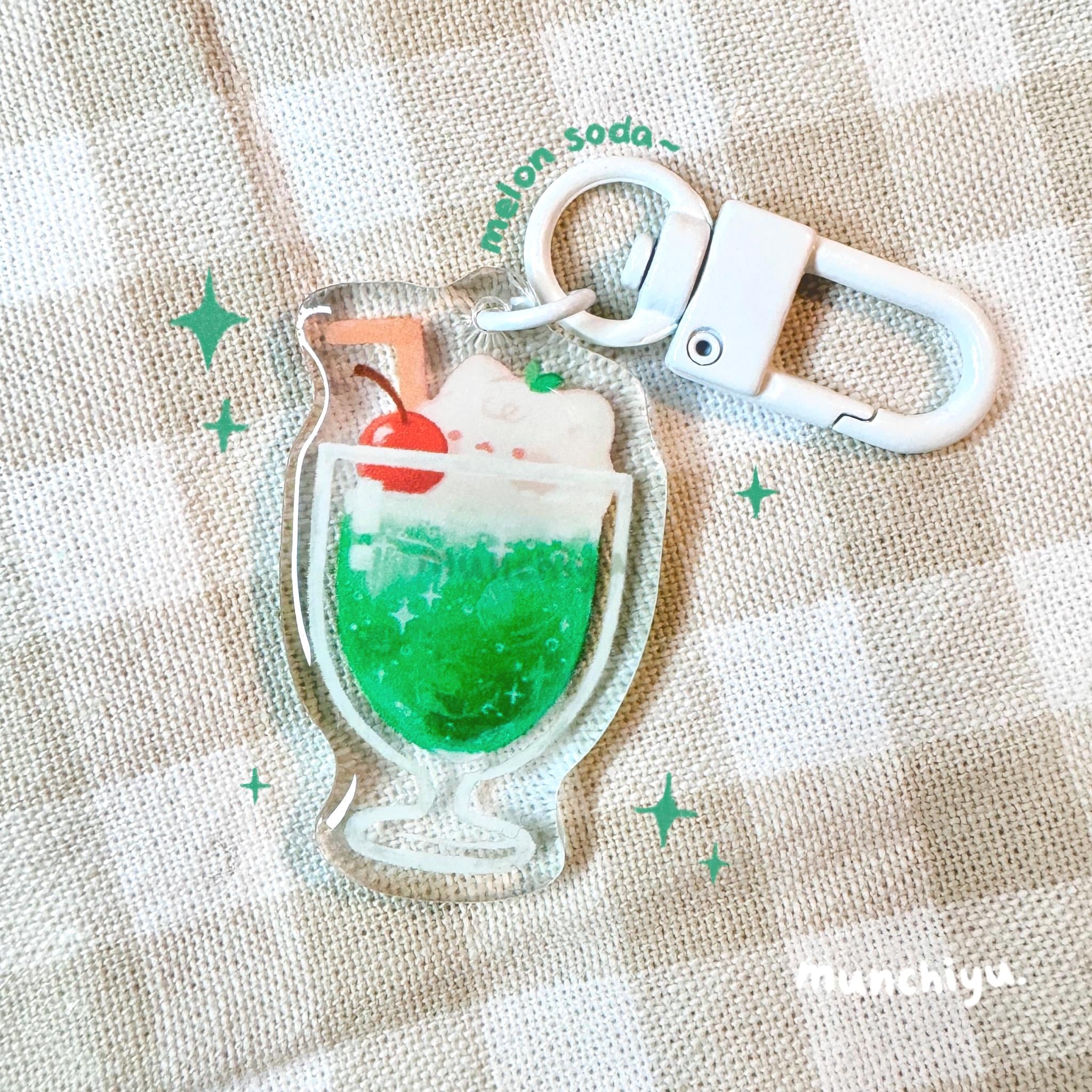 Melon Soda Cat - Cute Acrylic Epoxy Keychain - Drink Charm - Etsy