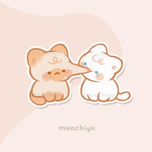 Süßes Katzenpaar - Love Bite Nom Nom - Sticker Flake - Vinyl Glossy Sticker
