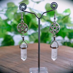 Bluebubble Black Magic Pentagram Star Earrings - Wicca Pagan Punk Rock Emo Pendant