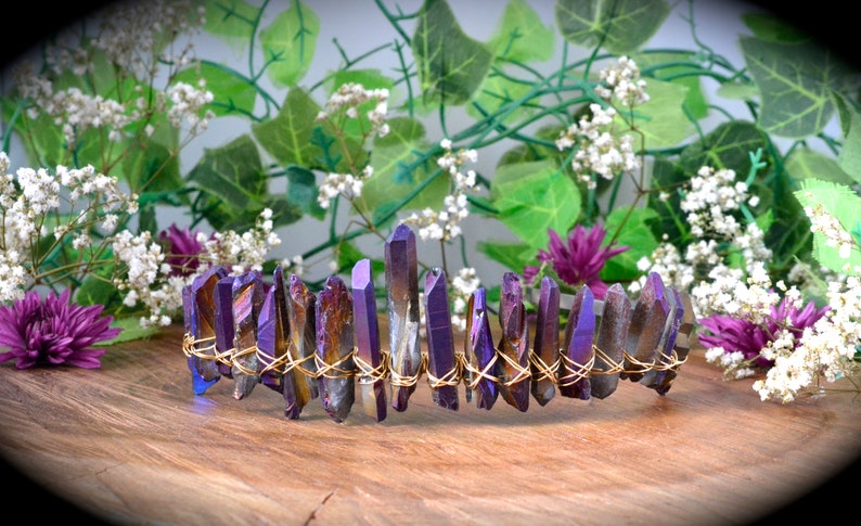 Crystal crown purple rainbow crystals bridal crown boho wedding boho bachelorette party formal hair accessories birthday crown headband