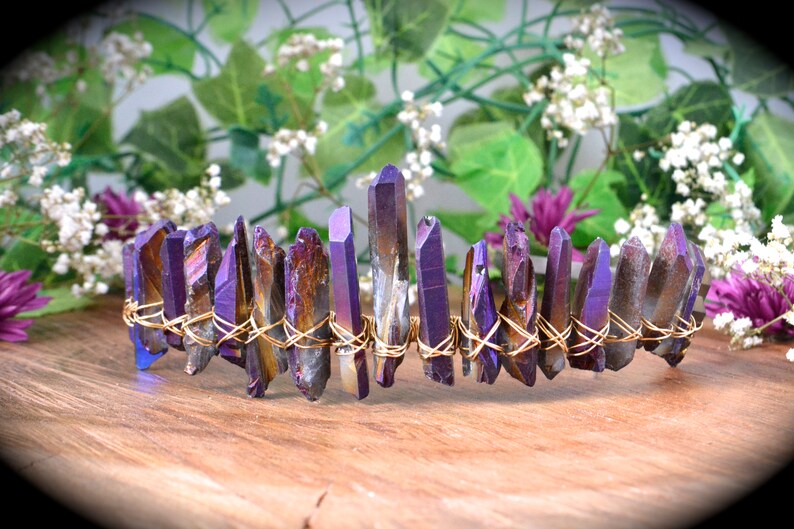 Crystal crown purple rainbow crystals bridal crown boho wedding boho bachelorette party formal hair accessories birthday crown headband
