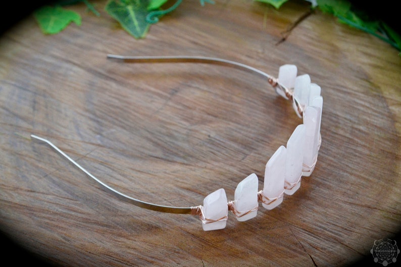 Rose Quartz crystal crown fairy crown crystal tiara boho bride boho wedding bridal crown crystal headpiece boho bridesmaid bachelorette image 5