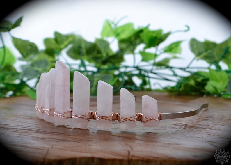 Rose Quartz crystal crown fairy crown crystal tiara boho bride boho wedding bridal crown crystal headpiece boho bridesmaid bachelorette image 3