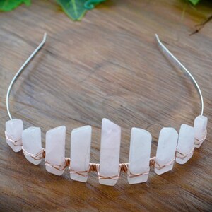 Rose Quartz crystal crown fairy crown crystal tiara boho bride boho wedding bridal crown crystal headpiece boho bridesmaid bachelorette image 4