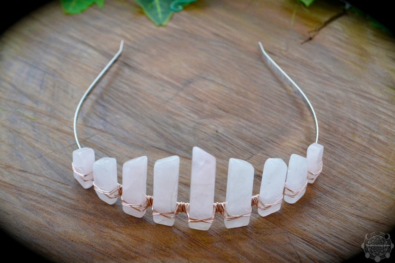 Rose Quartz crystal crown fairy crown crystal tiara boho bride boho wedding bridal crown crystal headpiece boho bridesmaid bachelorette image 4