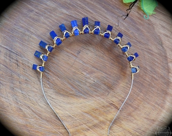 Lapis Lazuli crystal crown fairy crown boho gemstone headband boho bridal crown wedding headband something blue baby shower birthday crown