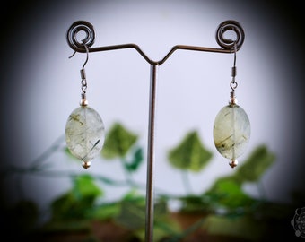 Prehnite crystal earrings oval earrings green crystal earrings boho earrings simple earrings christmas gift ideas for her gifts under 30