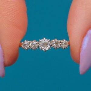 Antique 18ct Gold Old-European Diamond Five Stone Ring, 0.60ct