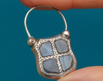 Victorian Silver Agate Padlock Pendant