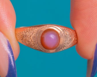 Chester Hallmark 9ct Gold Orange Agate Carnelian Ring, c.1907