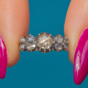 Georgian 18ct Gold Rose-Cut Diamond Half Hoop Ring c.1800-1820