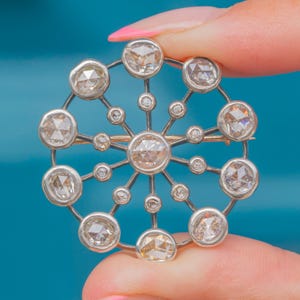 Antique 15ct Gold Rose-Cut Diamond Cluster Brooch, 3.33ct