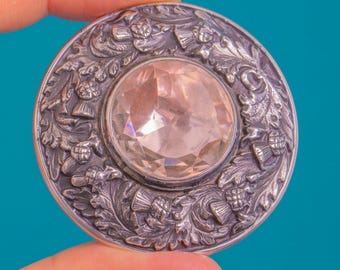 Scottish Silver Pink Quartz Thistle Brooch, 21.50ct