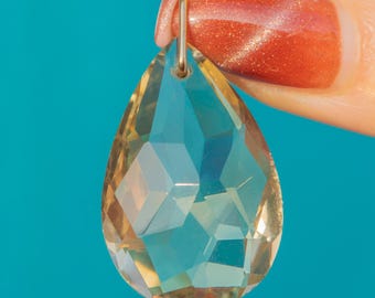 Antique 9ct Gold Citrine Pear Drop Pendant, 25.29ct