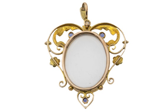 Art Nouveau 9ct Gold Pearl Locket Pendant - image 6