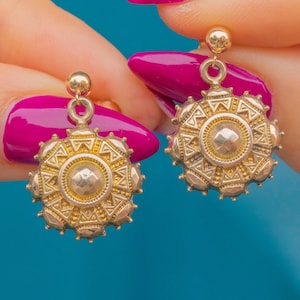 Victorian 9ct Gold Etruscan Earrings