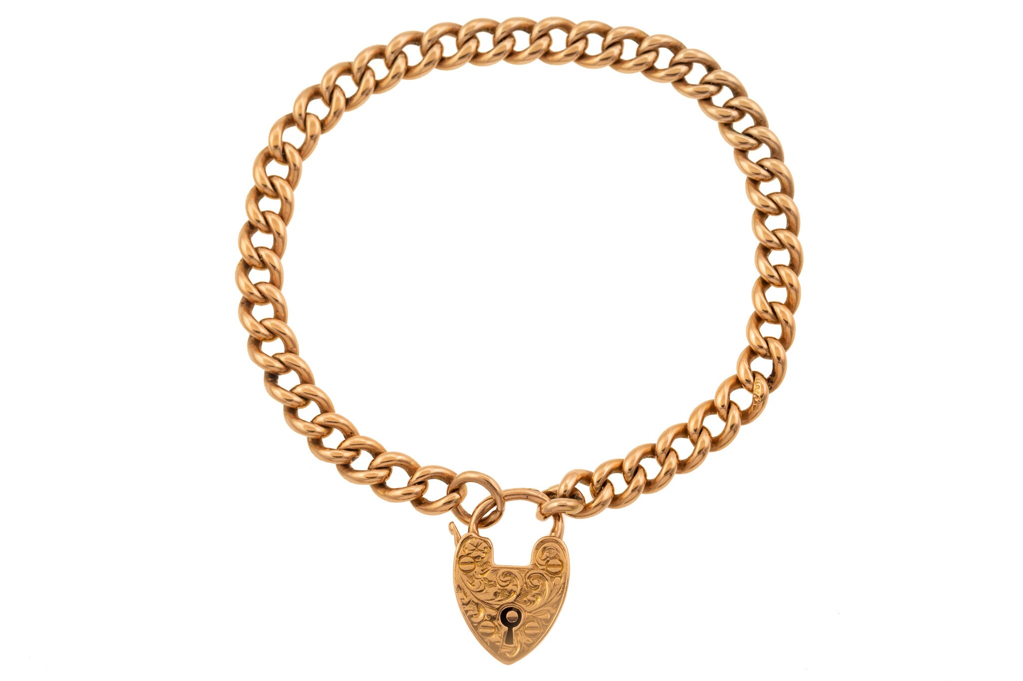 Antique 9ct Gold Curb Bracelet With 