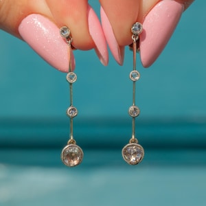 Antique 14ct Gold Rose-Cut Diamond Drop Earrings, 1.08ct
