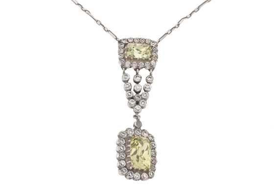 Edwardian Diamond Paste Drop Necklace