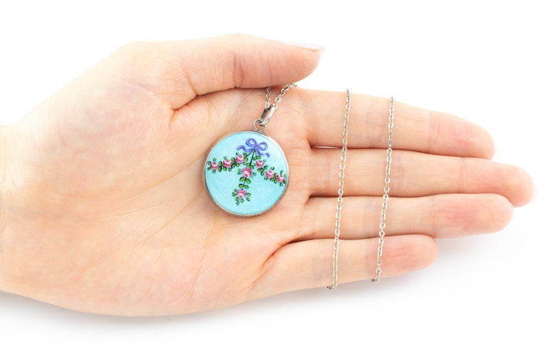 with 16.5 Chain Antique Silver Guilloche Pendant