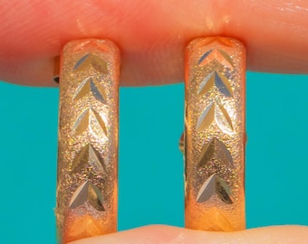 Textured Vintage 9ct Gold Hoops