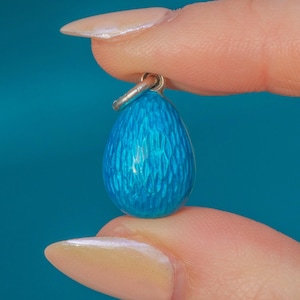 Antique Blue Enamel Egg Pendant
