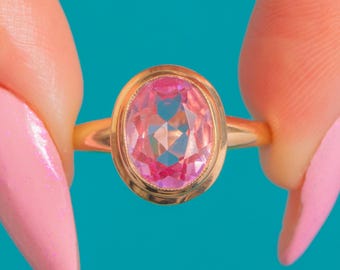 Vintage 10 Karat Gold-Rosa-Saphir-Ring, 2.25ct