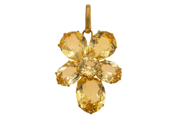 Antique Citrine Pansy Pendant 29.40ct 