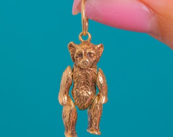 Antique Solid 9ct Gold Teddy Bear Charm