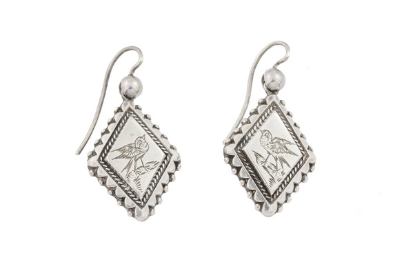 Victorian Aesthetic Silver Bird Earrings