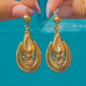 Victorian 9ct Gold Fancy Drop Earrings