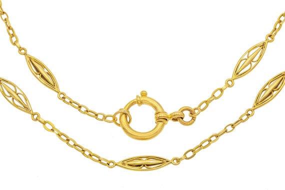 19 French 18ct Gold Filigree Chain 