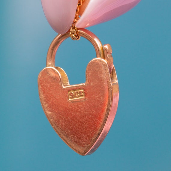 Antique 9ct Gold Heart Padlock Pendant - image 6