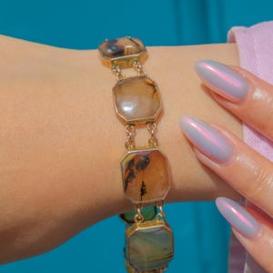 Georgian 9ct Gold Dendritic Agate Bracelet