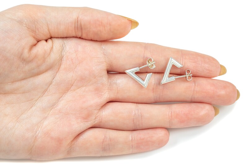 Sterling Silver Geometric Triangular Hoop Earrings